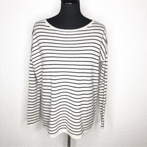 Vince oatmeal cream black striped wool cashmere sweater size Extra Small XS